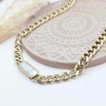 Κολιέ αλυσίδα με πλακέ στοιχείο φίλντισι