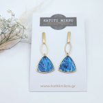 Σκουλαρίκια πηλού κρεμαστά με ατσάλινα στοιχεία