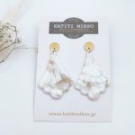 Σκουλαρίκια πηλού λευκά με χρυσό