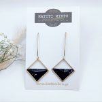 Σκουλαρίκια πηλού κρεμαστά μαύρο