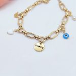 Ατσάλι βραχιόλι αλυσίδα με διάφορα κρεμαστά και "μαμά" ατσάλι