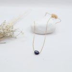 Κολιέ ατσάλι μαύρο μαργαριτάρι