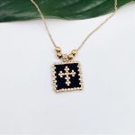 Κολιέ ατσάλι με κεντητό σταυρό