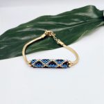 Βραχιόλι ατσάλι με χειροποίητο κύλινδρο μπλε