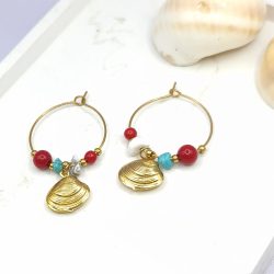 Σκουλαρίκια ατσάλι με κοράλλι