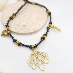 Κολιέ με κορδόνι και στοιχεία ατσάλι - Image 3