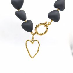 Κολιέ ατσάλι με μαύρες καρδιές - Image 5