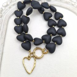 Κολιέ ατσάλι με μαύρες καρδιές - Image 4