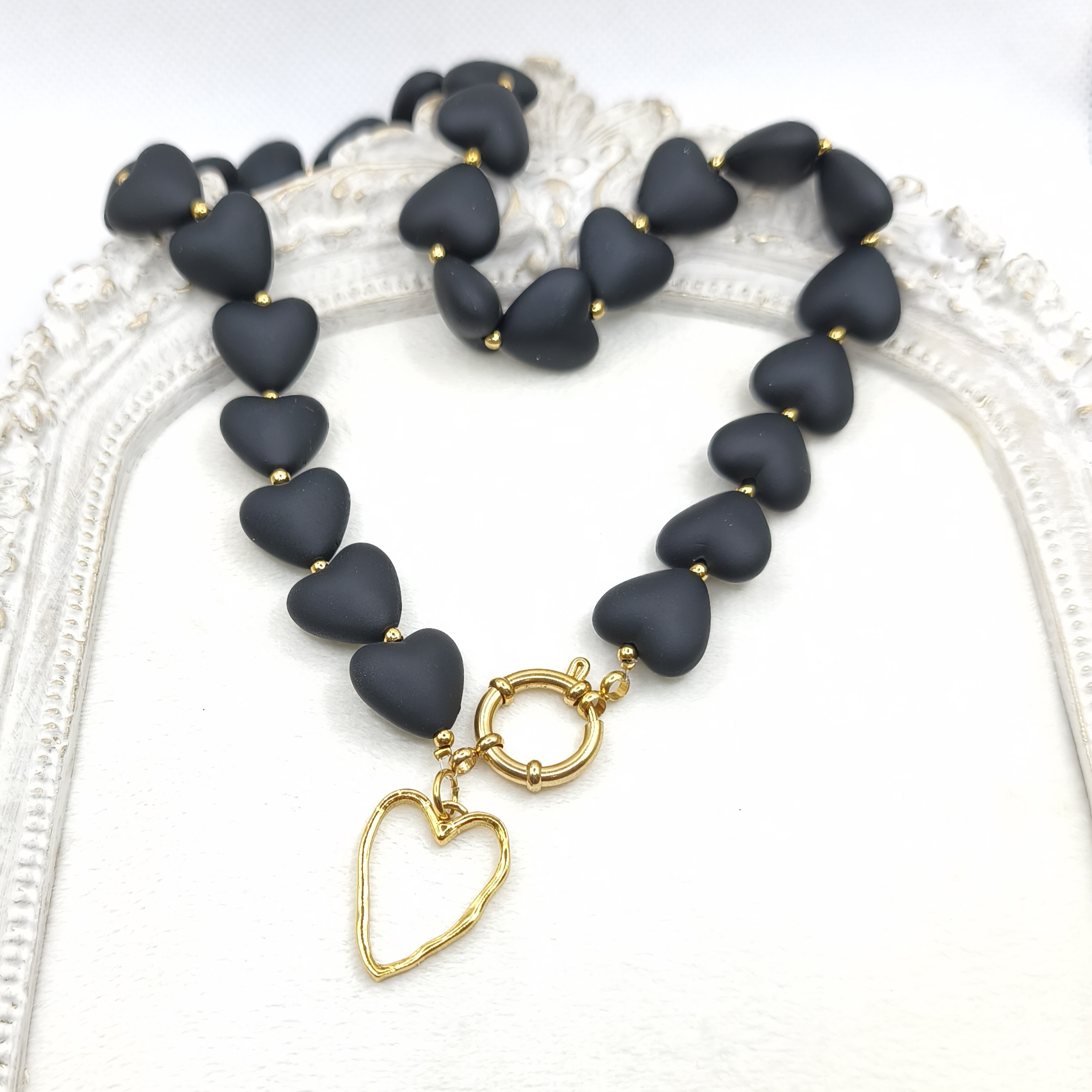 IMG_20251009_144302 Κολιέ ατσάλι με μαύρες καρδιές - Image 1