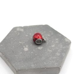 Charm χάντρα μήλο κόκκινο ασημί - Image 3