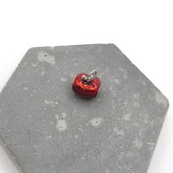 Charm χάντρα μήλο κόκκινο ασημί - Image 2