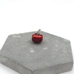 Charm χάντρα μήλο κόκκινο ασημί
