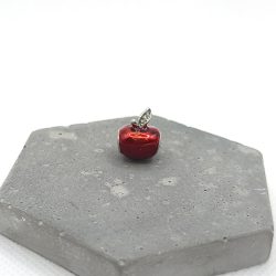 Charm χάντρα μήλο κόκκινο ασημί