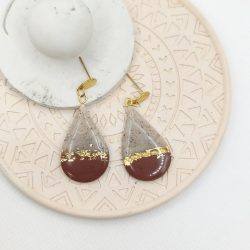 Σκουλαρίκια πηλού δίχρωμα καφέ - Image 2