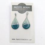 Σκουλαρίκια πηλού δίχρωμα πετρολ