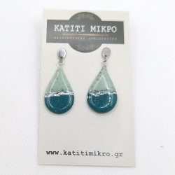 Σκουλαρίκια πηλού δίχρωμα πετρολ