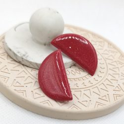 Σκουλαρίκια πηλού κόκκινα περλέ - Image 2