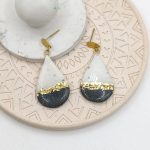 Σκουλαρίκια πηλού δίχρωμα μαύρα