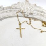 Κολιέ σταυρός ατσάλι με στρας