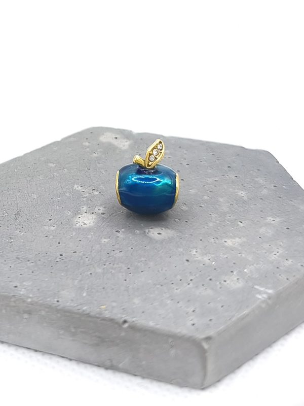 Charm χάντρα ατσάλι μπλε μήλο