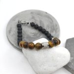 Βραχιόλι με χάντρες μάτι της τίγρης και λάβα