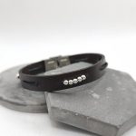 Βραχιόλι δερμάτινο καφέ σκούρο