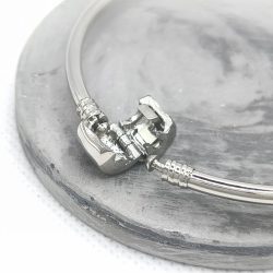 Βραχιόλι ατσάλι σταθερό με κούμπωμα για charm’s - Image 2