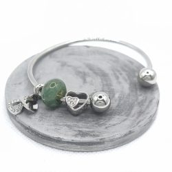 Βραχιόλι ατσάλι σταθερό με χάντρες για charms - Image 3