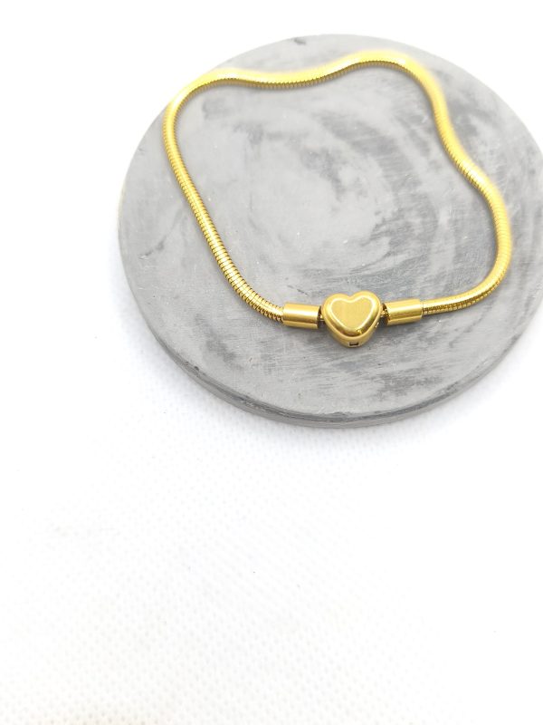 Βραχιόλι ατσάλι με ασφάλεια καρδιά για charms 18 εκατοστά
