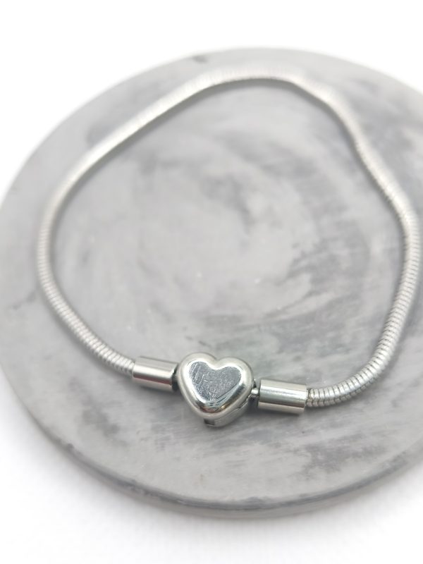 Βραχιόλι ατσάλι με ασφάλεια καρδιά για charms 18 εκατοστά