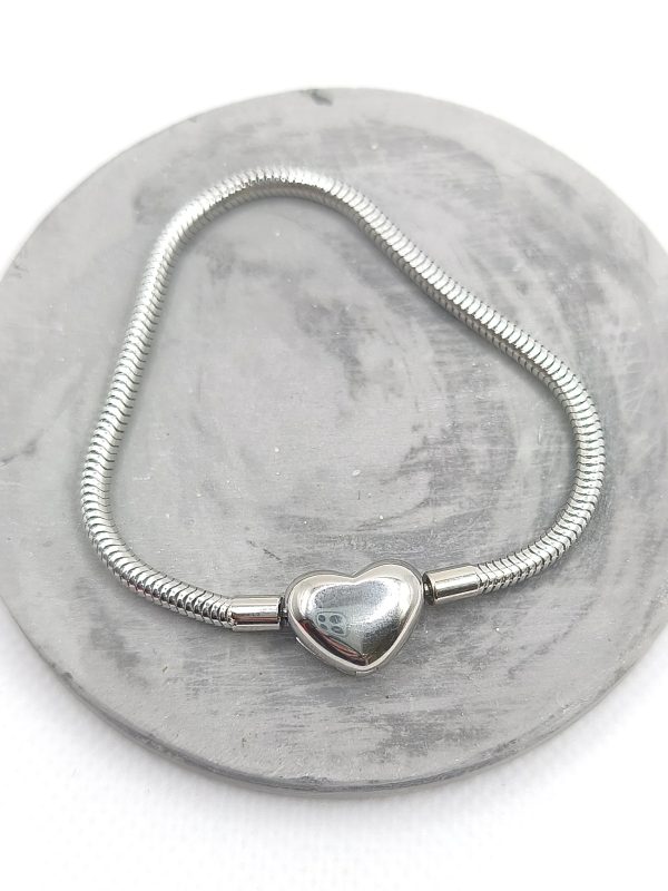 Βραχιόλι ατσάλι με ασφάλεια καρδιά για charms 16 εκατοστά