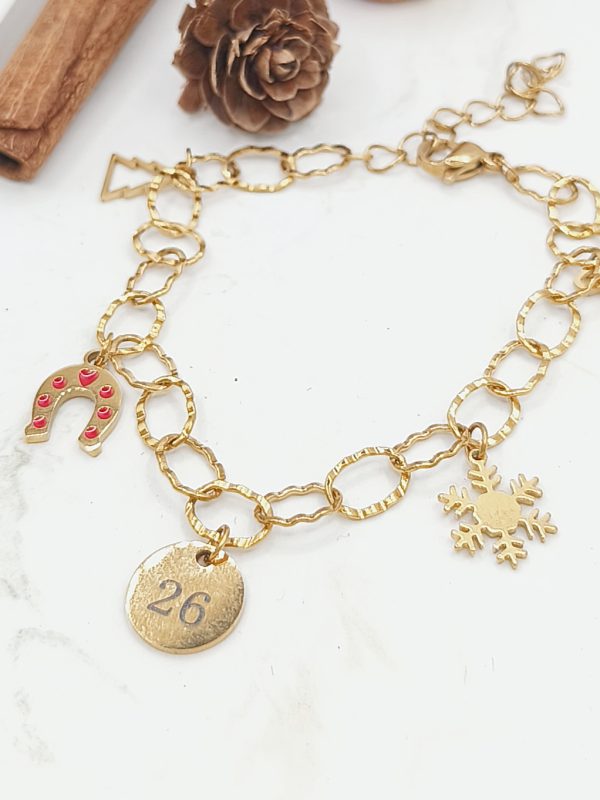 Βραχιόλι γούρι ατσάλι με κρεμαστά charm