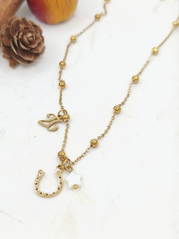 Κολιέ γούρι ατσάλι με πέταλο