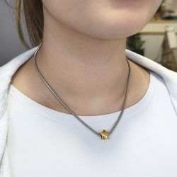 Κολιέ χοντρή αλυσίδα ατσάλι και χρυσό αστέρι ατσάλι - Image 2