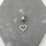 Κρεμαστό charm ατσάλι καρδιά με στρας
