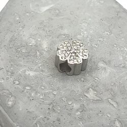 Charm χάντρα ατσάλι λουλούδι με στρας - Image 2