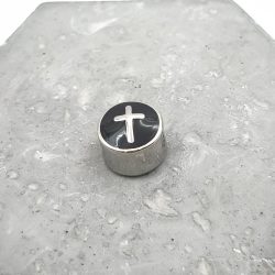 Charm χάντρα ατσάλι σταυρός με σμάλτο
