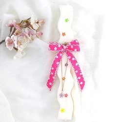 Χειροποίητη λαμπάδα σόγιας με κόσμημα λουλούδια