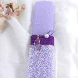 Αρωματική λαμπάδα μωβ με χάντρες - Image 2