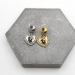 Κρεμαστό charm ατσάλι καρδία με μαμά και μωρό