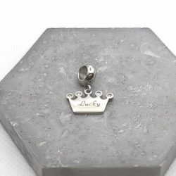 Κρεμαστό charm ατσάλι κορώνα lucky με στρας