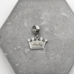 Κρεμαστό charm ατσάλι κορώνα lucky με στρας - Image 2