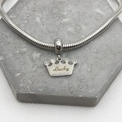 Κρεμαστό charm ατσάλι κορώνα lucky με στρας - Image 3
