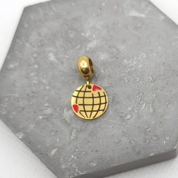 Κρεμαστό charm ατσάλι υδρόγειος σε χρυσό