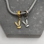 Κρεμαστό charm ατσάλι κουνελάκι με στρας