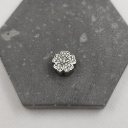 Charm χάντρα ατσάλι λουλούδι με στρας