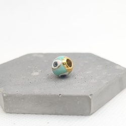 Charm χάντρα ατσάλι μάτι με βεραμάν σμάλτο - Image 2