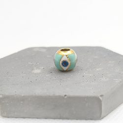Charm χάντρα ατσάλι μάτι με βεραμάν σμάλτο