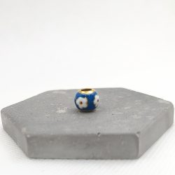 Charm χάντρα ατσάλι μπλε με λουλούδια