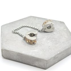 Διπλό charm stopper με αλυσίδα σε σχήμα καρδιάς - Image 2